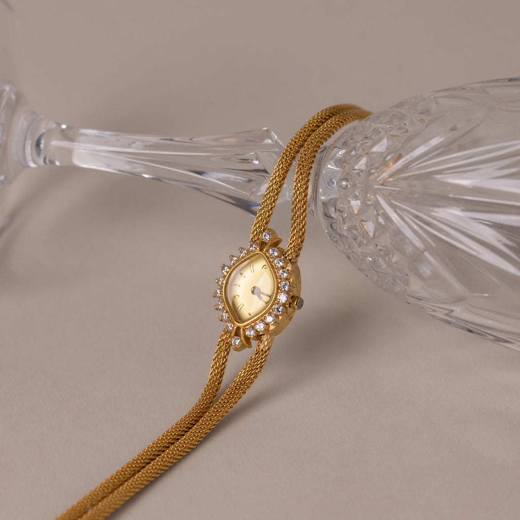 Duo Chain Diamond Timepiece Silver 18K Gold Plated