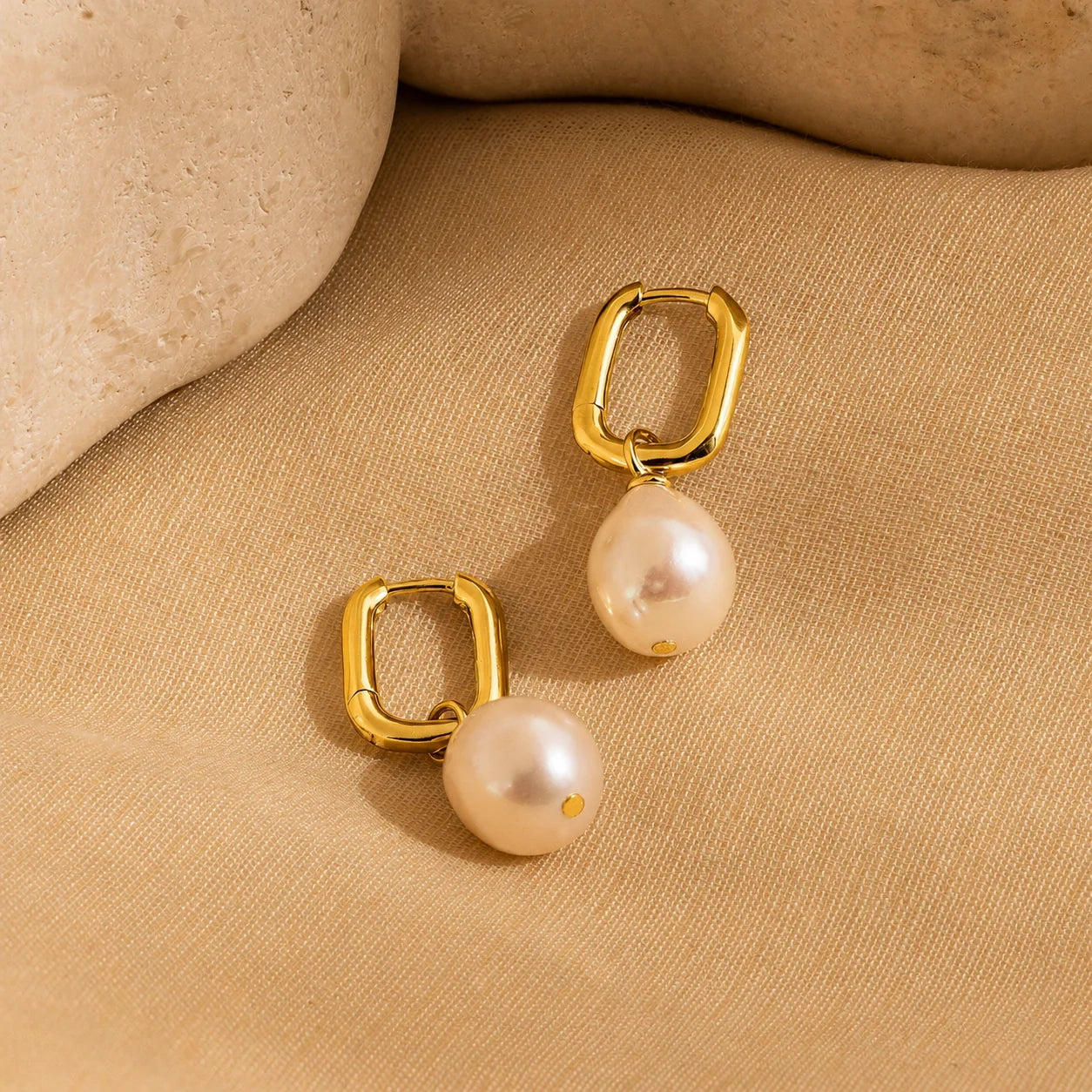 Freshwater Pearl Drop Hoops