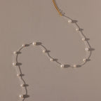 Floating Pearl Necklace Silver 18K Gold Plated