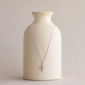 Pearl Cross Pendant  Necklace Silver 18K Gold Plated