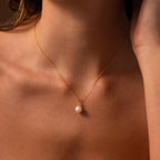 Diamond Halo Pearl Necklace Silver 18K Gold Plated