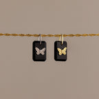 Onyx Butterfly Charm  Silver 18K Gold Plated
