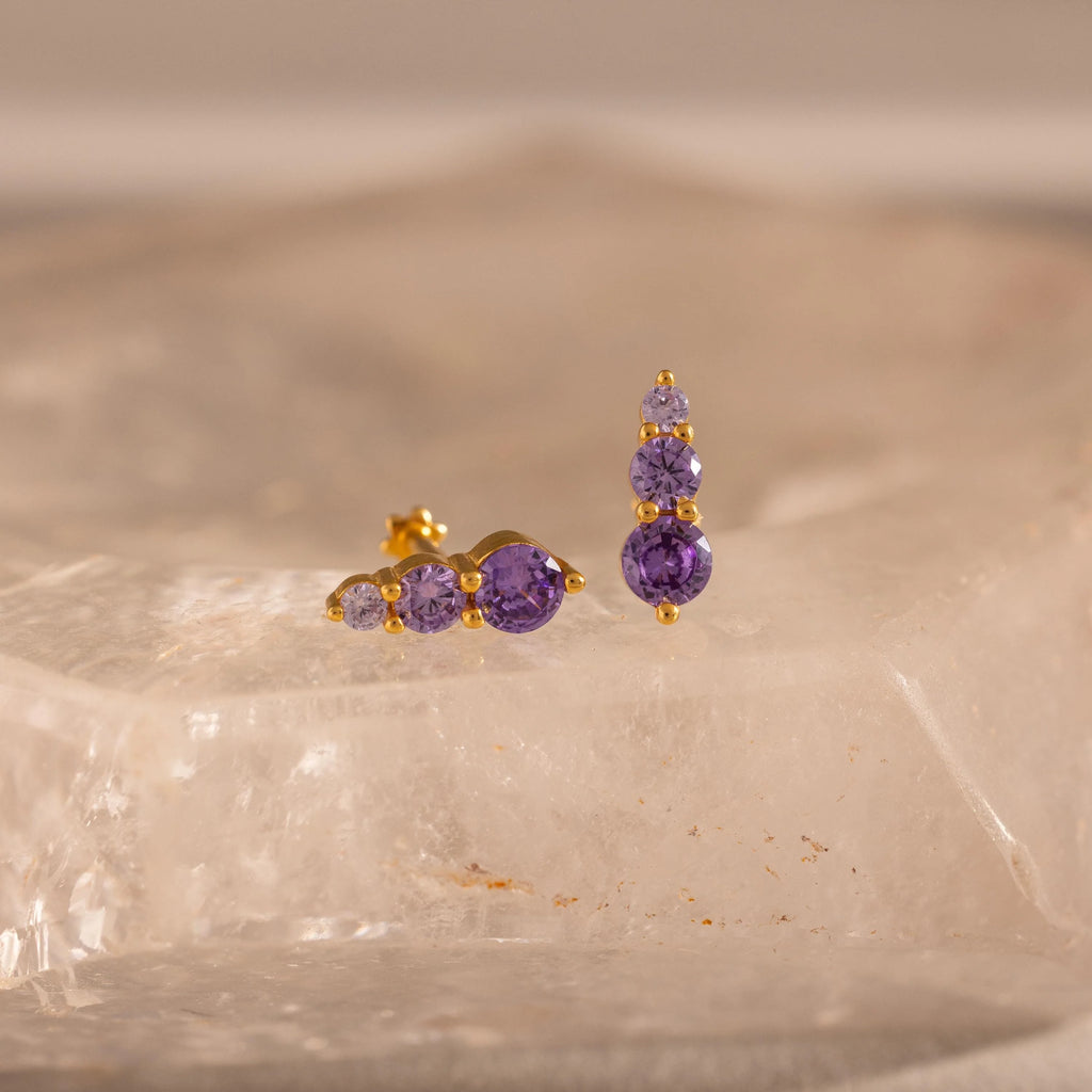 Ombre Alexandrite Flatback Studs Silver 18K Gold Plated