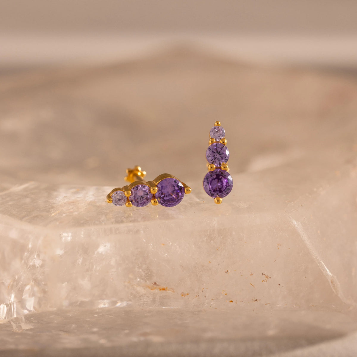 Ombre Alexandrite Flatback Studs Silver 18K Gold Plated