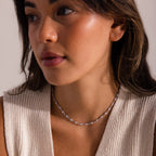 Eternity Pearl Choker Necklace Silver 18K Gold Plated