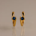 Floating Sapphire Huggies Silver 18K Gold Plated