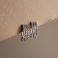 Diamond Pave Trio Hoops Silver 18K Gold Plated