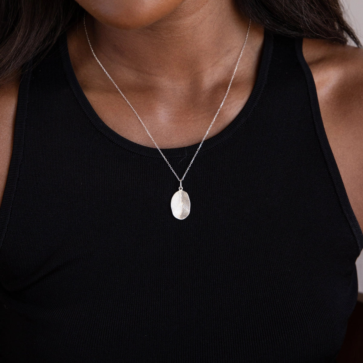 Custom Fingerprint Necklace Silver 18K Gold Plated