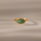 Marquise Jade Signet Ring Silver 18K Gold Plated