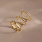 Simple Ring Set Silver 18K Gold Plated