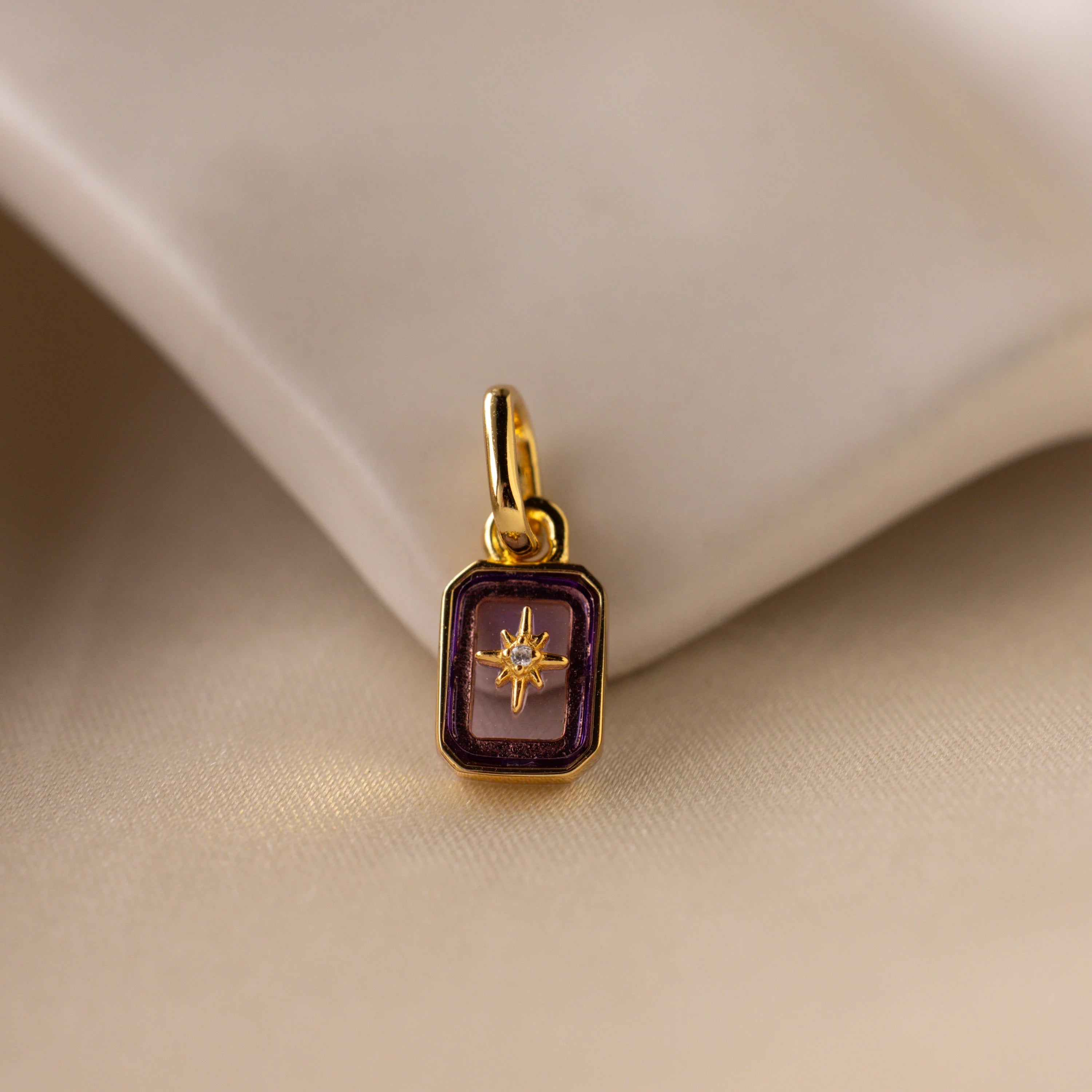 North Star Amethyst Charm  Silver 18K Gold Plated
