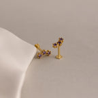 Peridot Cluster Flatback Studs Silver 18K Gold Plated