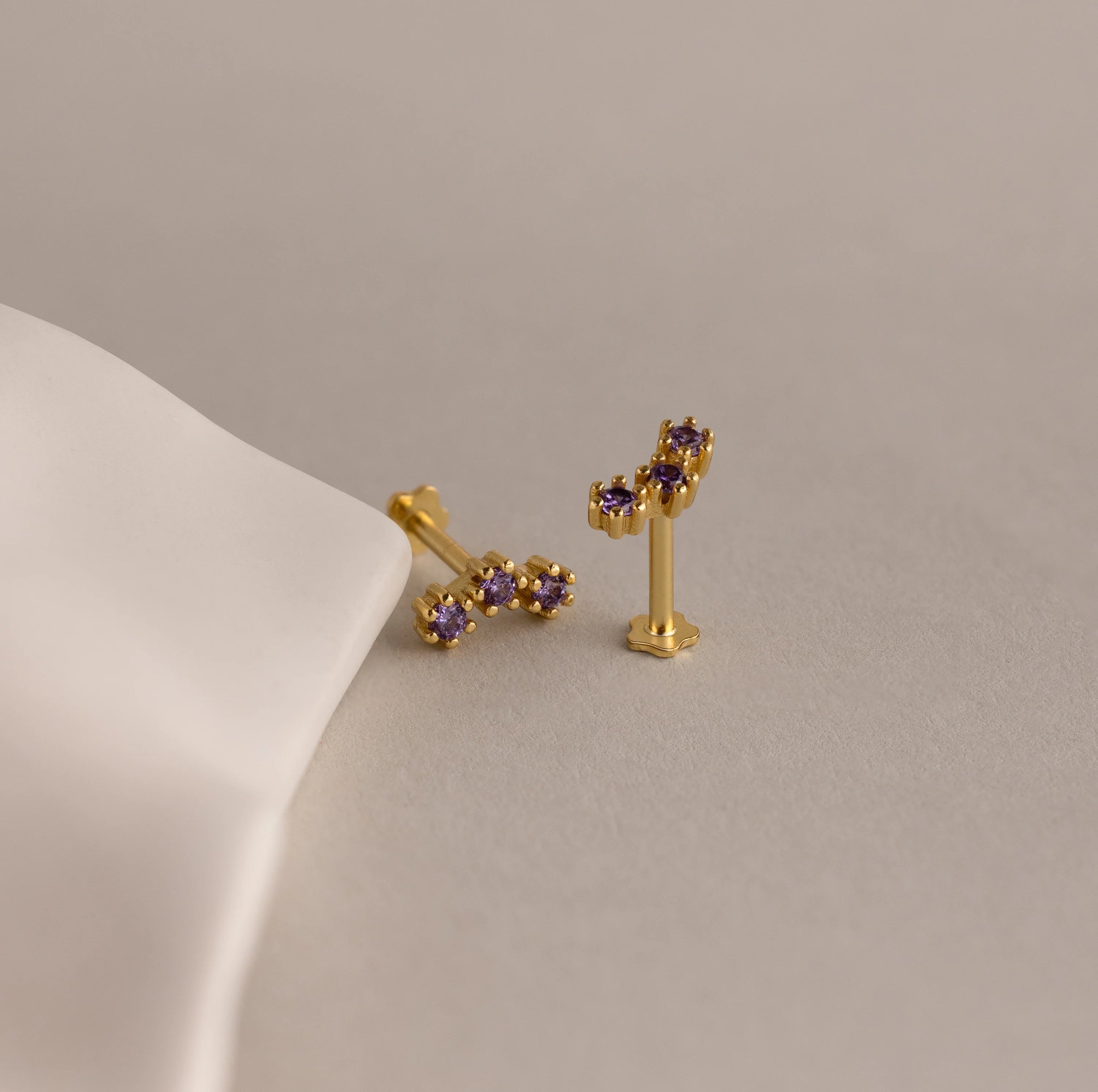 Peridot Cluster Flatback Studs Silver 18K Gold Plated