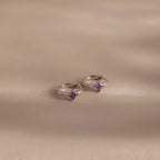 Athena Amethyst Huggies Silver 18K Gold Plated