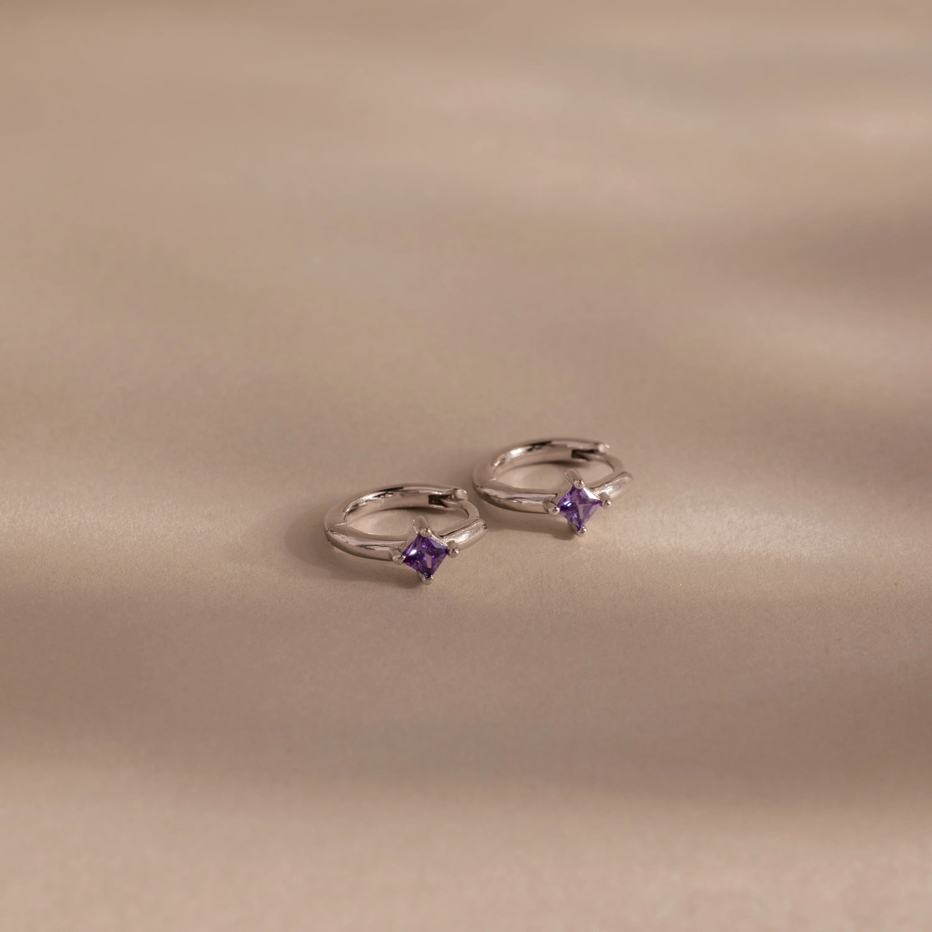 Athena Amethyst Huggies Silver 18K Gold Plated
