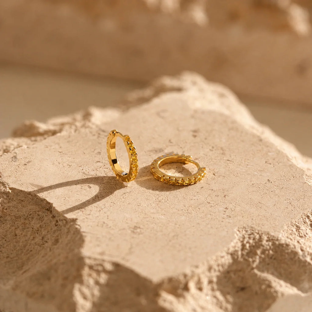 Radiate Sunshine with Our Citrine Huggie Earrings