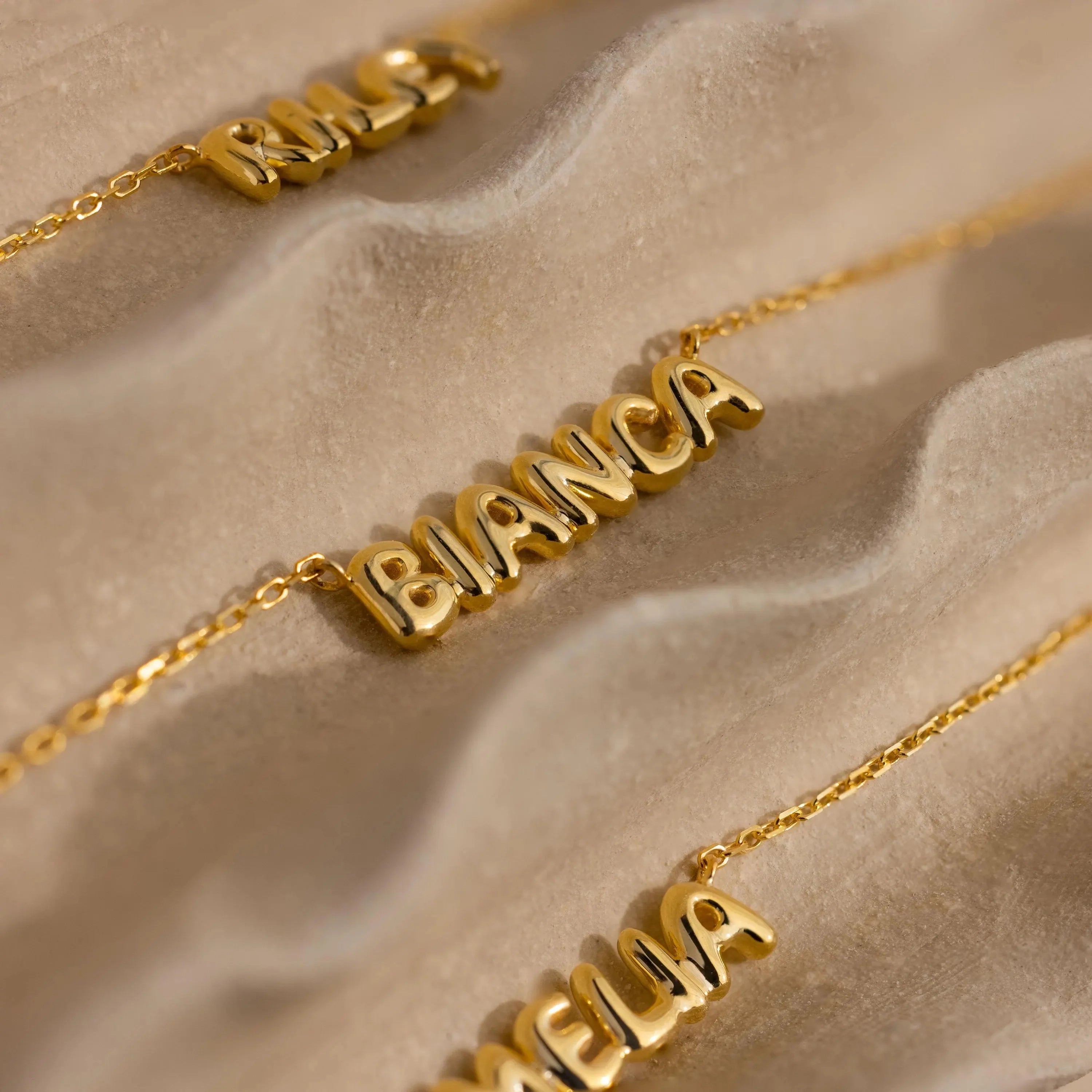 Tiny Bubble Name Necklace Silver 18K Gold Plated