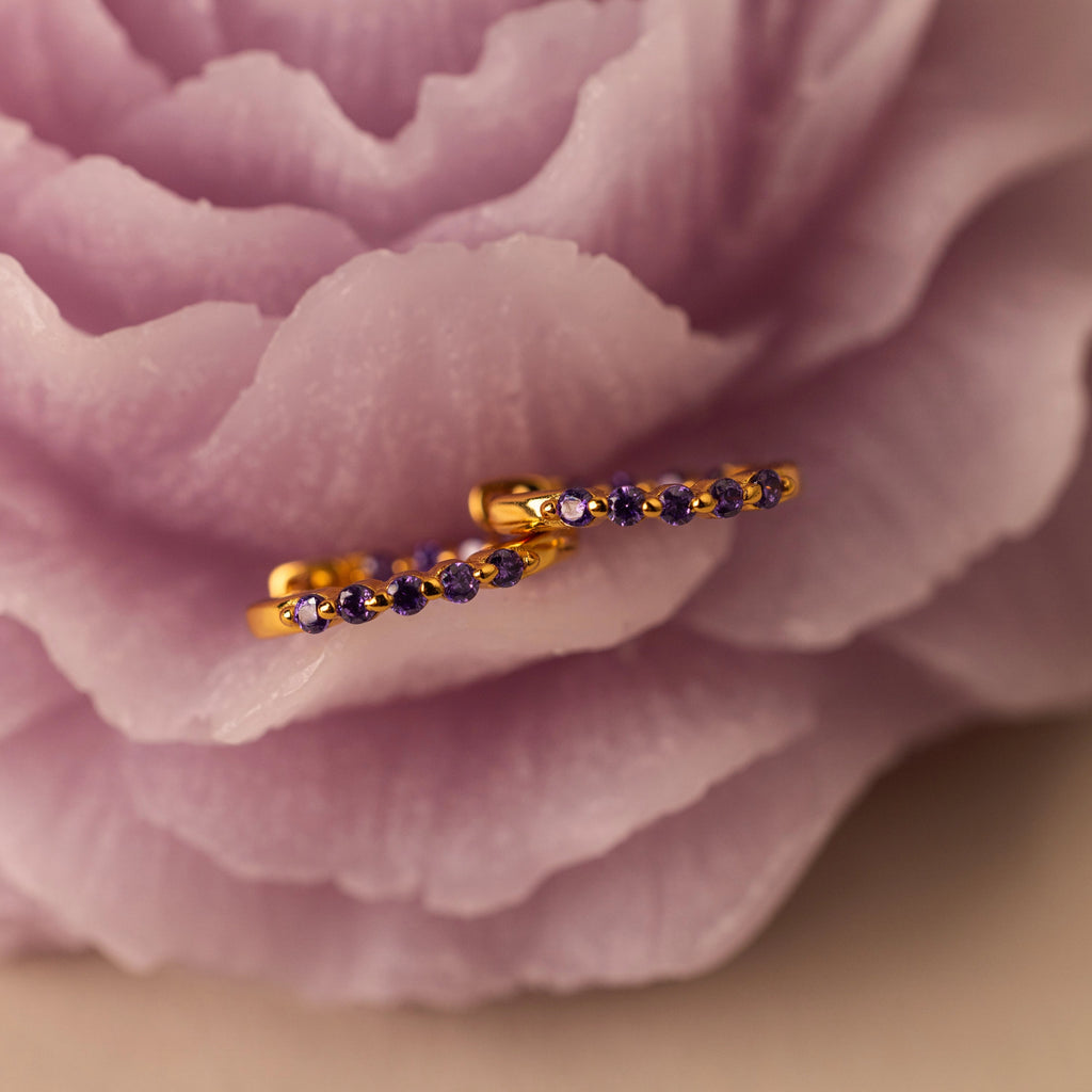 Inside Out Amethyst Huggies Silver 18K Gold Plated