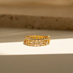Diamond Stacking Ring Set Silver 18K Gold Plated
