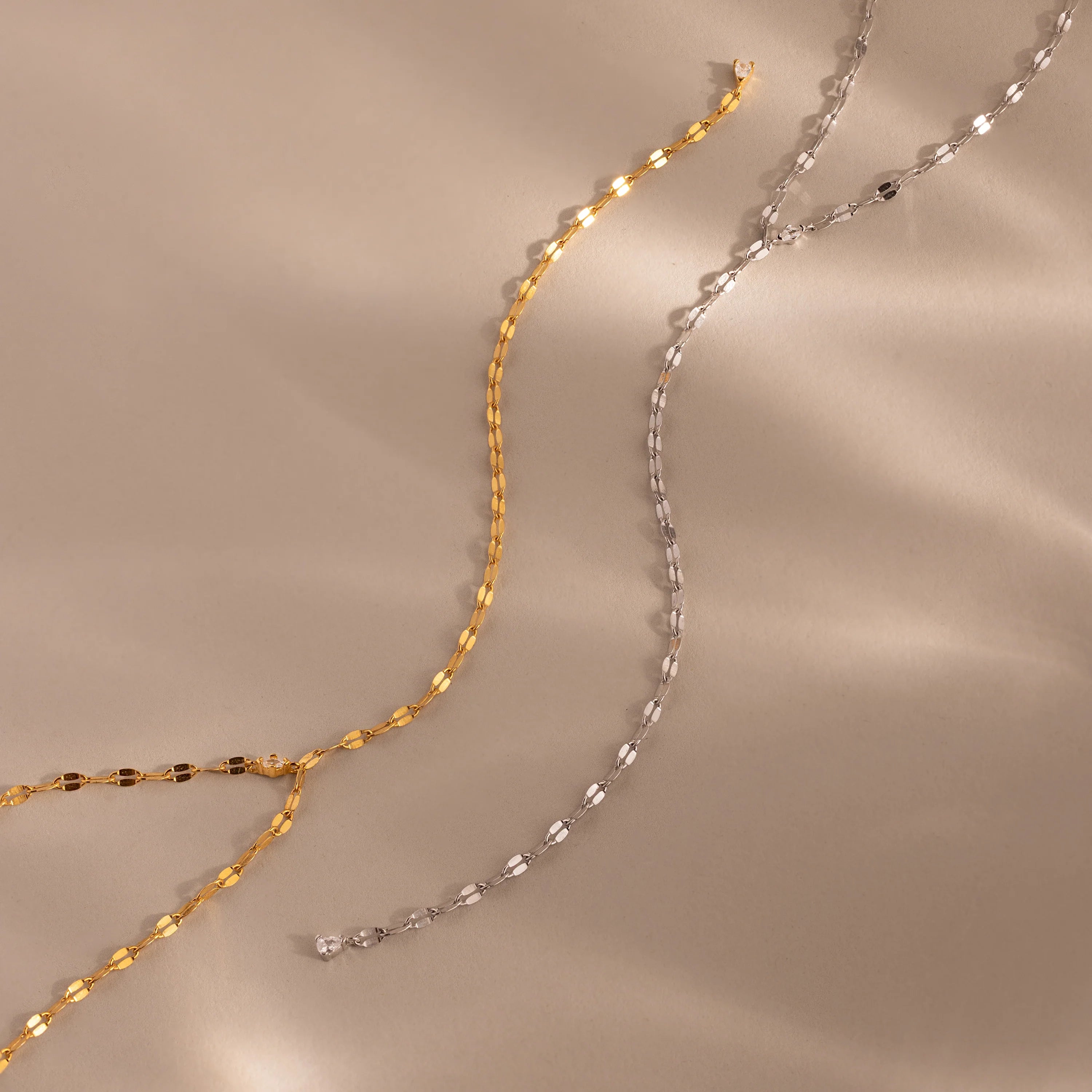 Sparkling Diamond Lariat Necklace Silver 18K Gold Plated