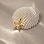 Diamond Pave Starfish Charm Silver 18K Gold Plated
