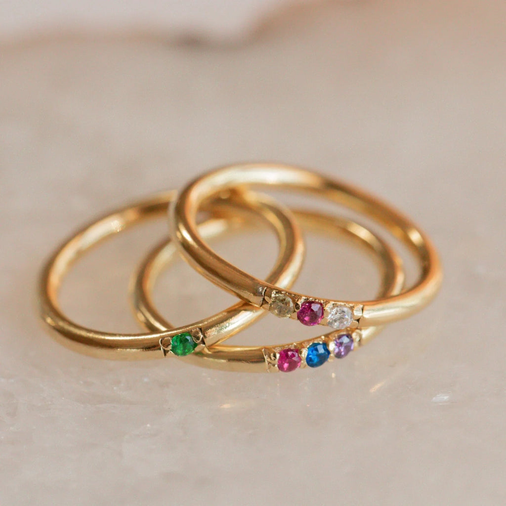 Mini Birthstone Ring Silver 18K Gold Plated