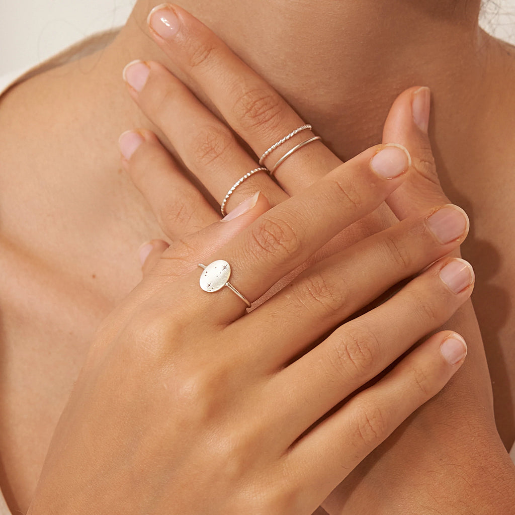 Constellation Oval Ring Silver 18K Gold Plated