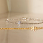Duo Chain Diamond Bracelet  Silver 18K Gold Plated