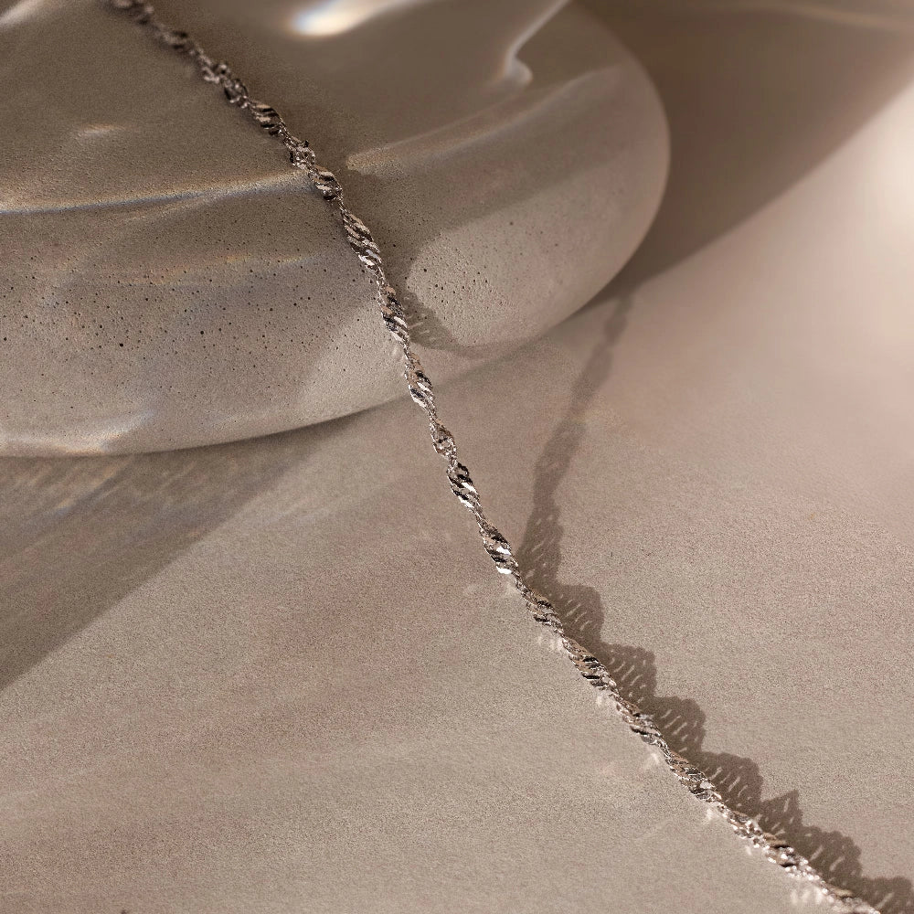 Singapore Twist Necklace Silver 18K Gold Plated