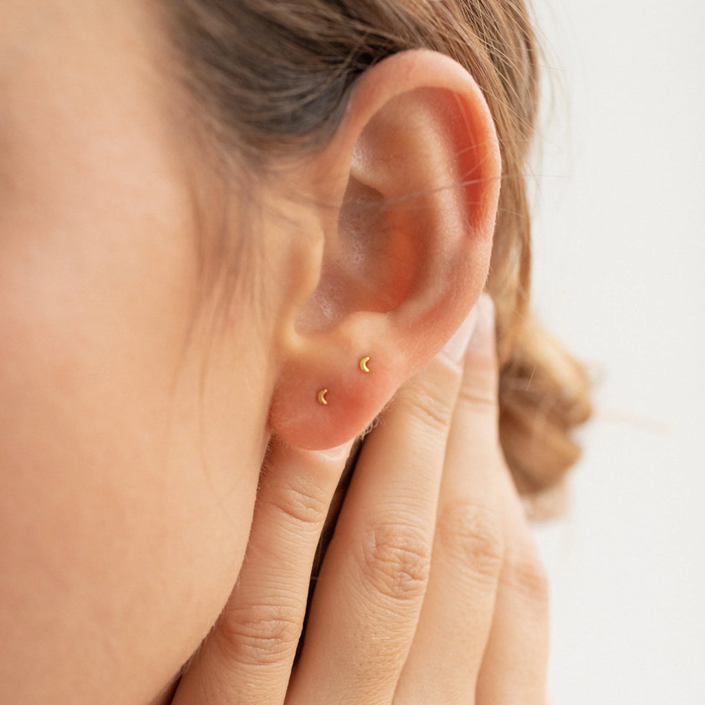 Tiny Moon & Star Studs Silver 18K Gold Plated