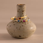Woven Multiple Birthstone Ring Silver 18K Gold Plated