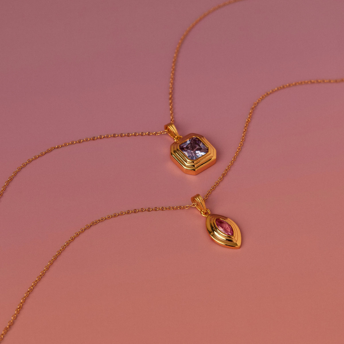 Ribbed Alexandrite Pendant Necklace Silver 18K Gold Plated