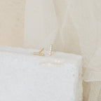 Diamond Pave Bar Studs Silver 18K Gold Plated