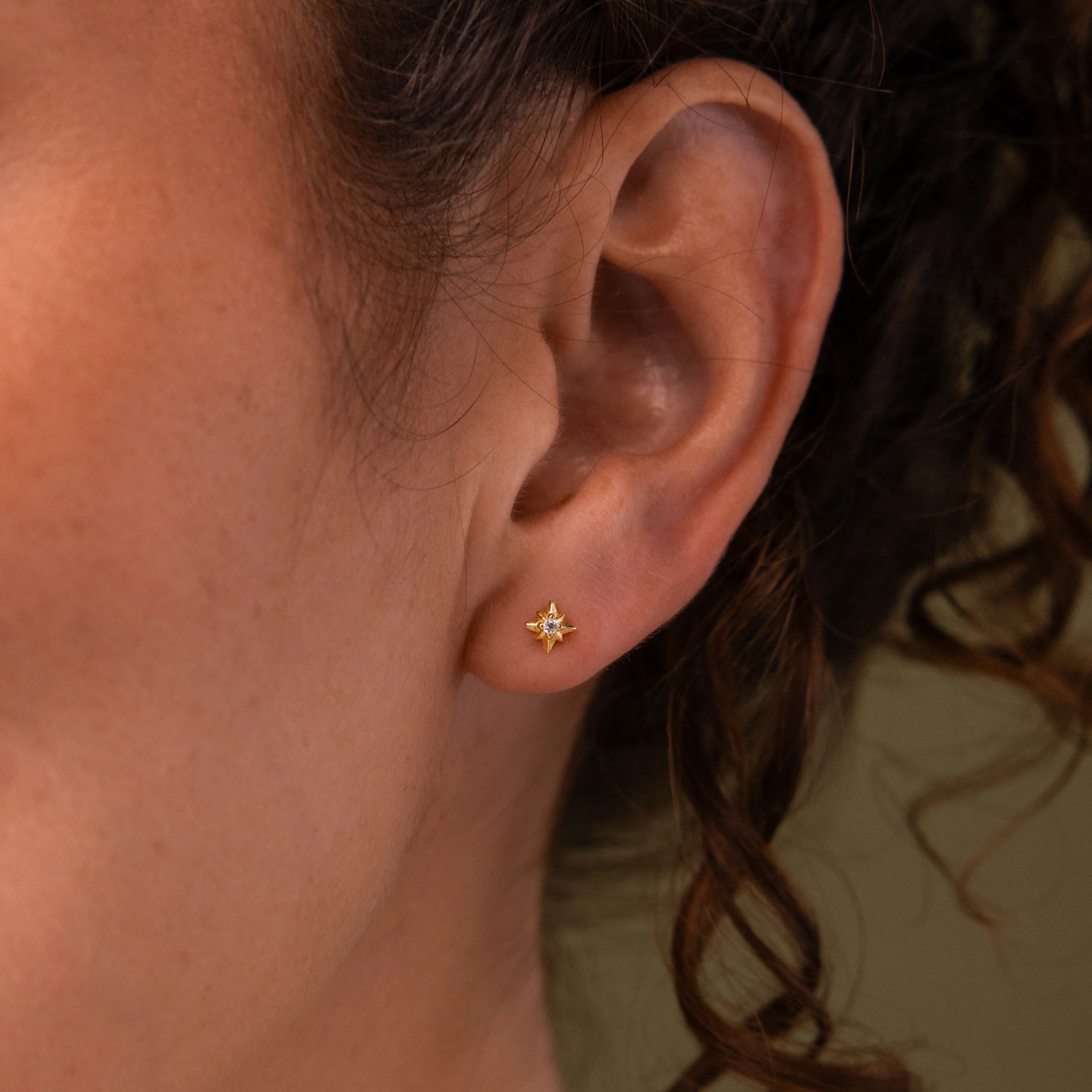 Diamond Starlight Flatback Studs Silver 18K Gold Plated