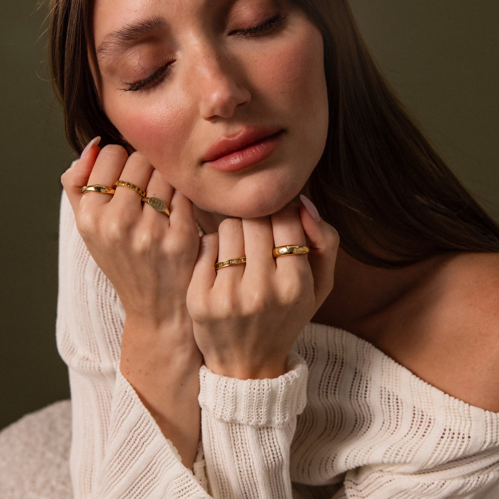Peridot Inlay Eternity Ring Silver 18K Gold Plated