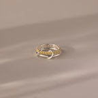 Topaz Tennis Eternity Band Ring Set  Silver 18K Gold Plated