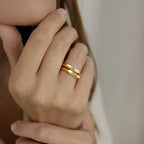 Paris Thin Name Signet Ring  Silver 18K Gold Plated