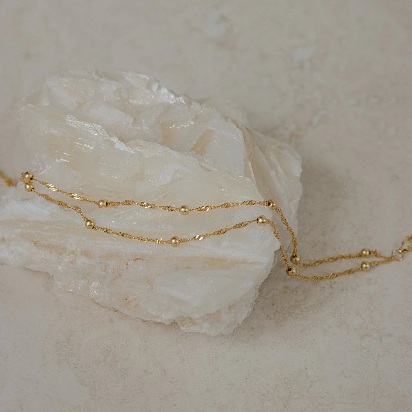 Duo Bead Chain Bracelet Silver 18K Gold Plated
