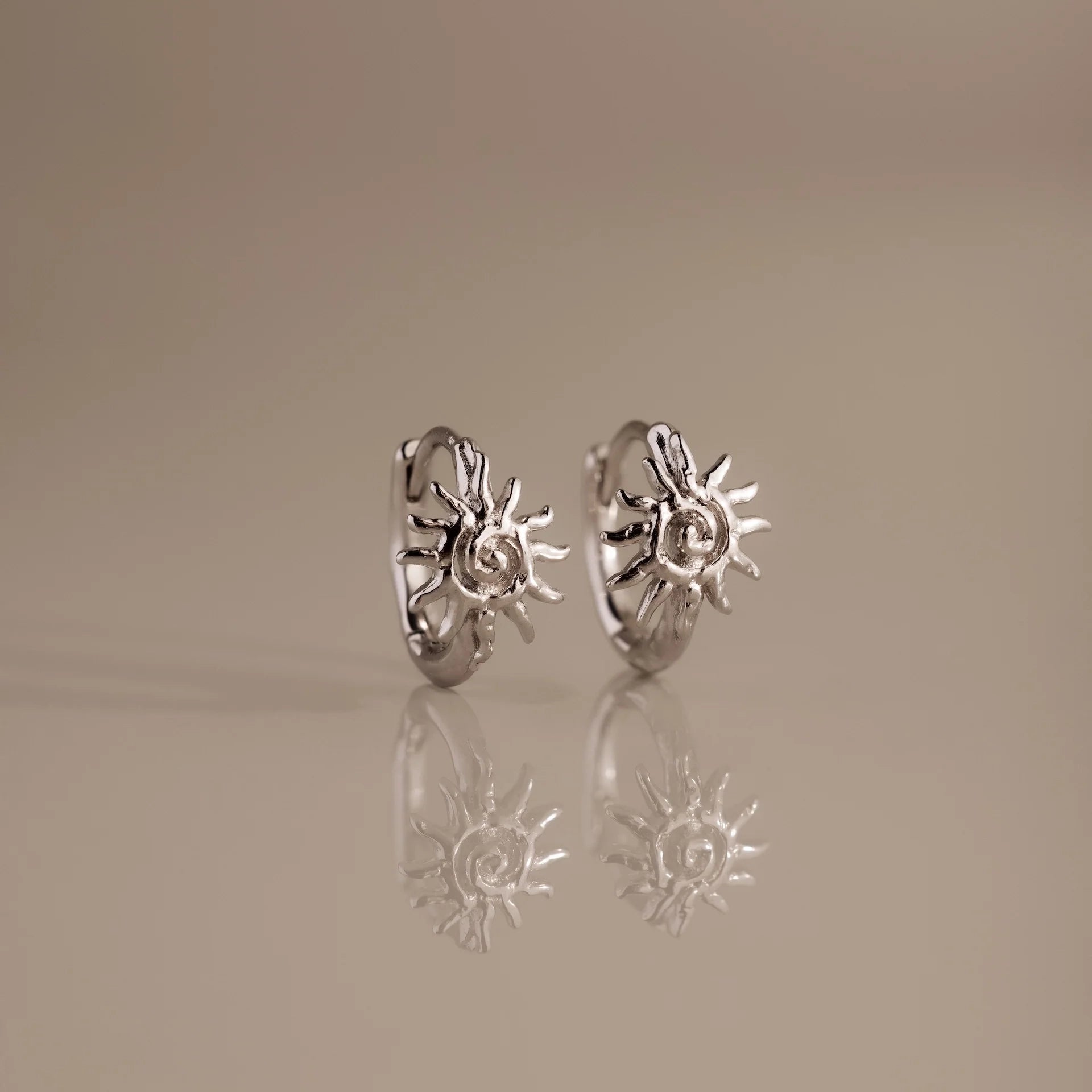 Celestial Sun Huggies Silver 18K Gold Plated