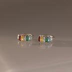 Multiple Baguette Birthstone Huggies 18K Gold Plated