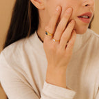 Opal Baguette Diamond Ring Silver 18K Gold Plated