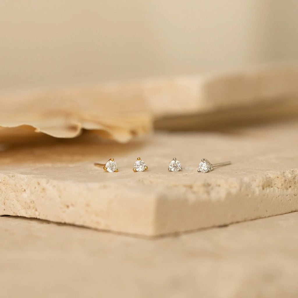 Elena Diamond Studs Silver 18K Gold Plated