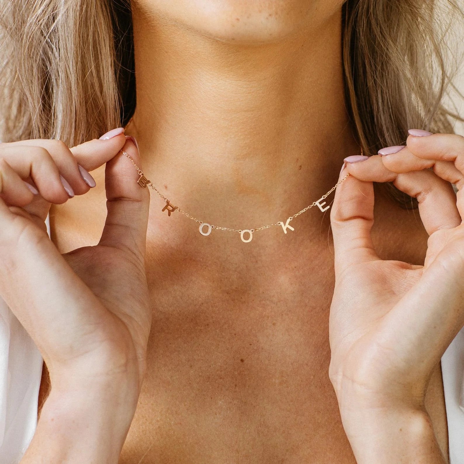 Custom Letter Necklace Silver 18K Gold Plated