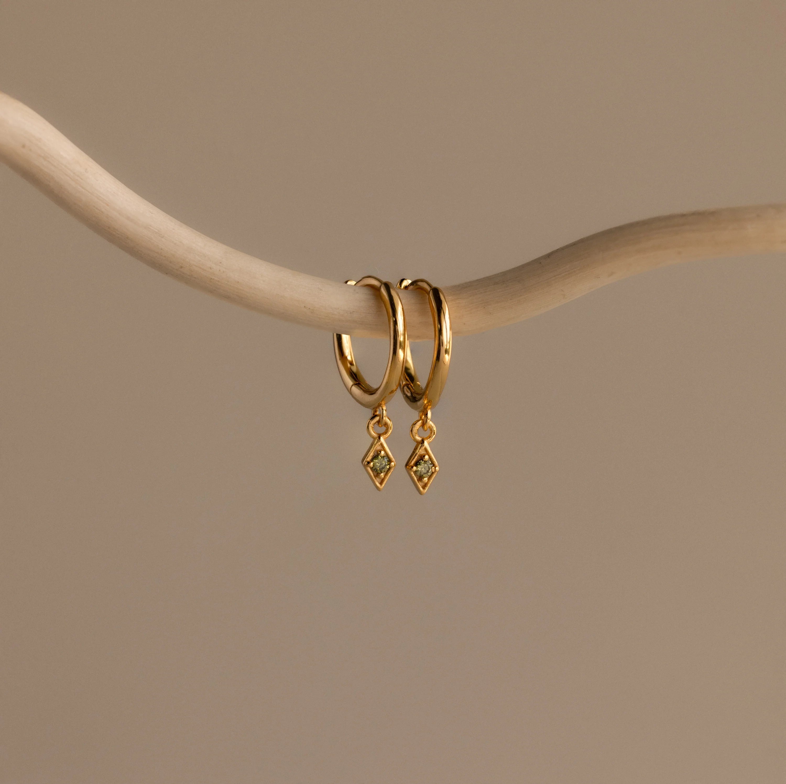Ericka Peridot Huggies  Silver 18K Gold Plated