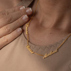 Carrie Multiple Name Curb Chain Necklace Silver 18K Gold Plated
