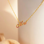 Elegant Birthstone Name Necklace Silver 18K Gold Plated