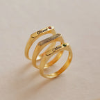 Thin Name Signet Ring Silver 18K Gold Plated