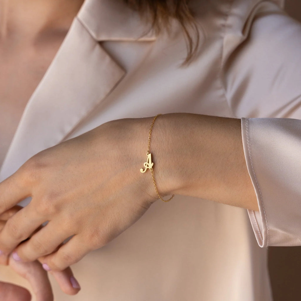 Carrie Initial Bracelet Silver 18K Gold Plated