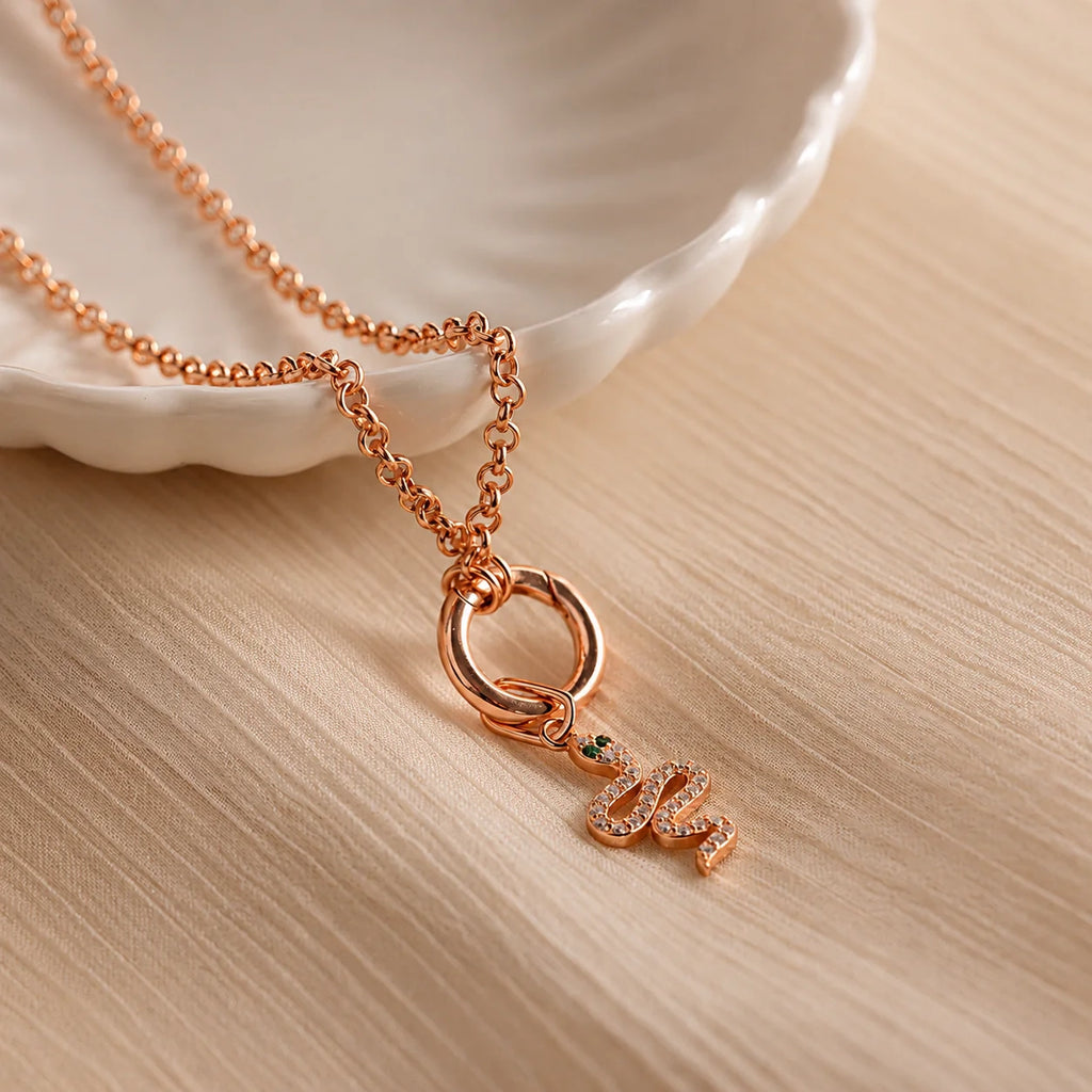 Diamond Serpent Charm Necklace