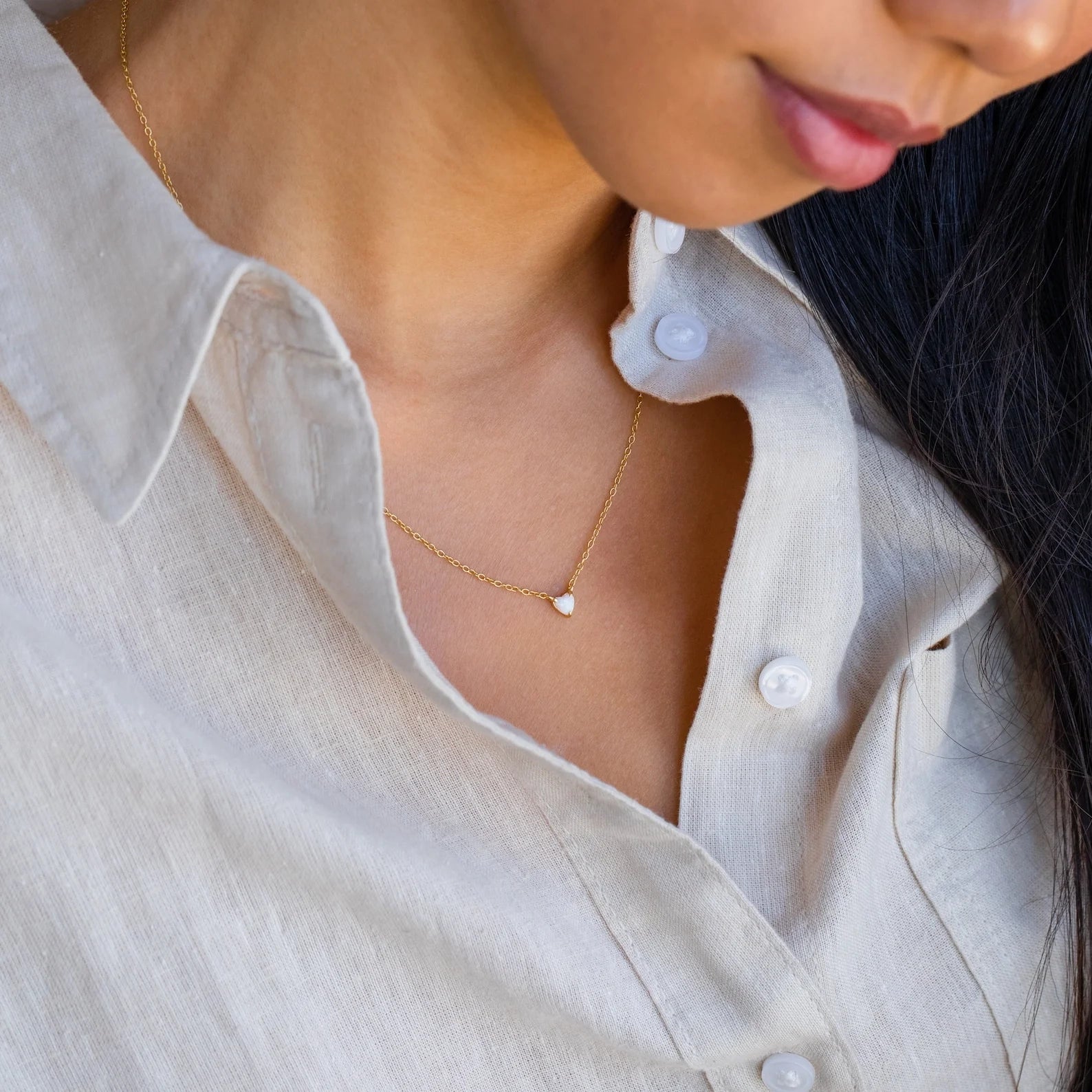 Madeline Opal Heart Necklace Silver 18K Gold Plated